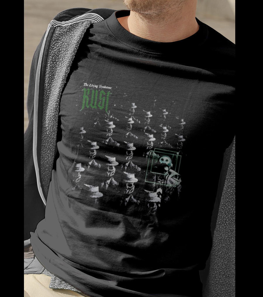 Rust The Living Tombstone Neon Green Glitch Skull Pixelated Music T-Shirt
