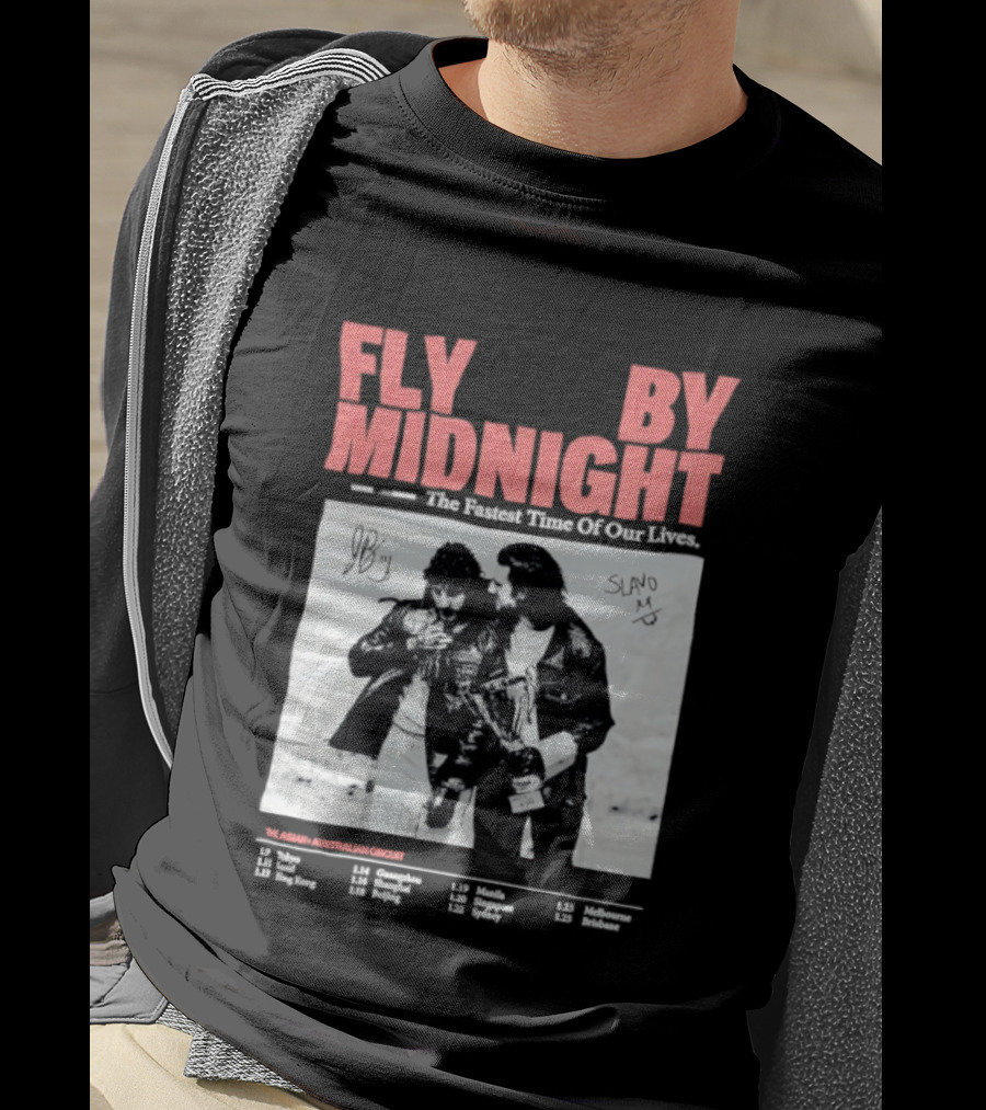Fly By Midnight The Fastest Time Of Our Lives Black And White Signatures T-Shirt
