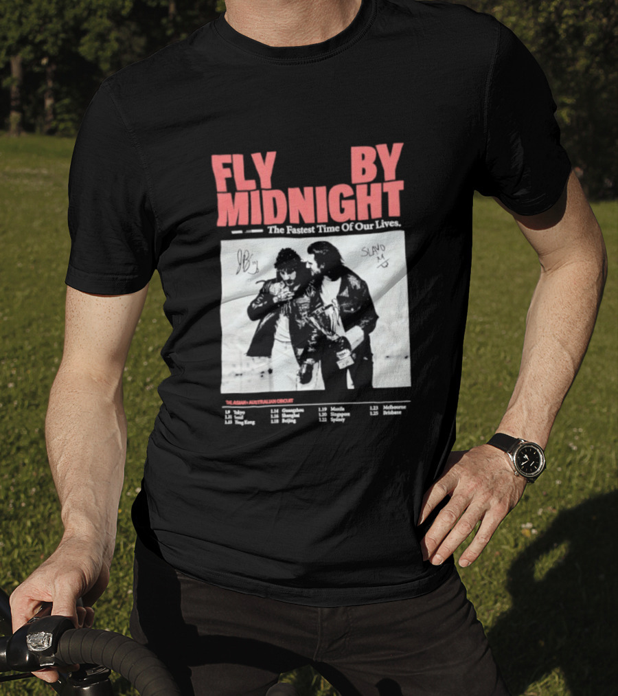 Fly By Midnight The Fastest Time Of Our Lives Black And White Signatures T-Shirt