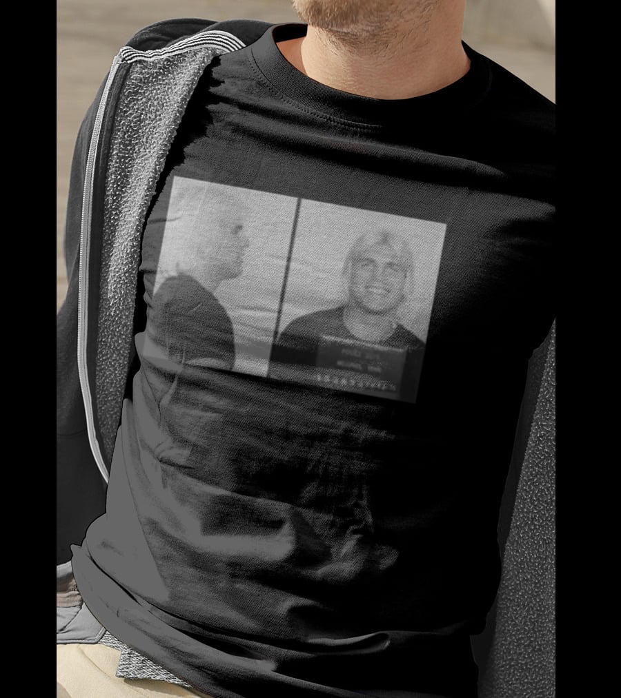 Tommy Rich Shot Police Dept Image With Smiling Wrestler 1980s Black And White T-Shirt