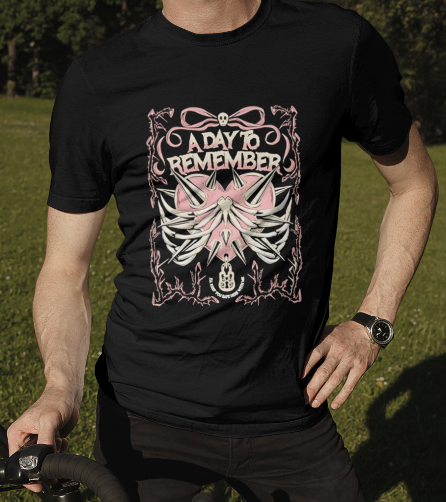 A Day To Remember Spiked Heart Bow Frame Valentine's Day T-Shirt