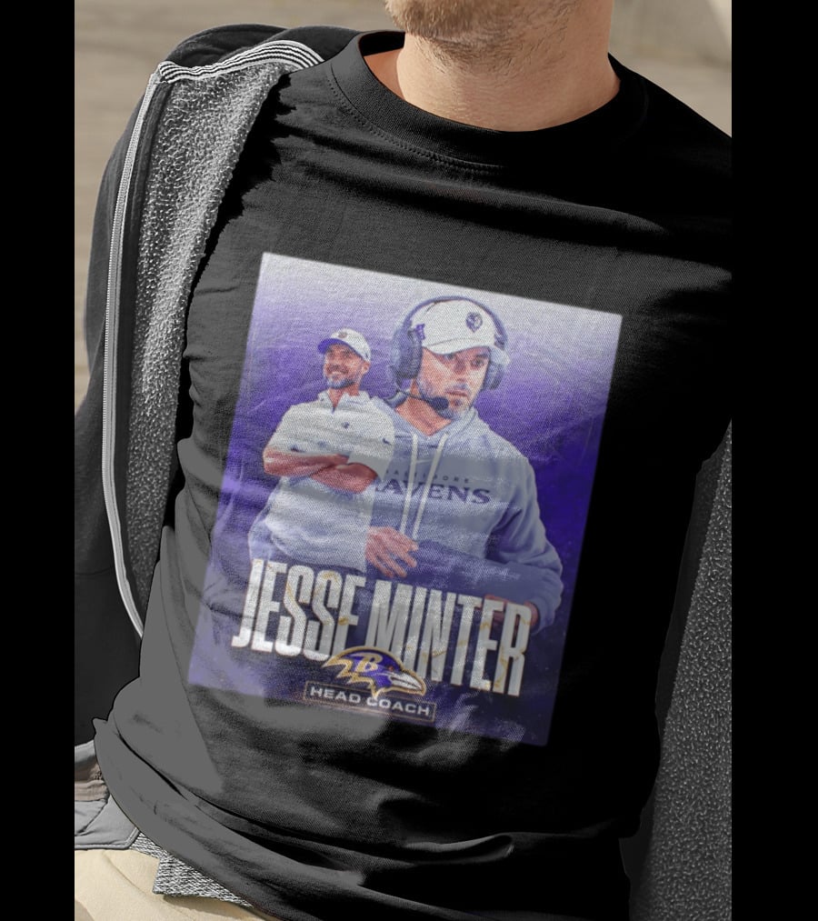 Jesse Minter Baltimore Ravens Head Coach NFL Ravens Logo Sports T-Shirt