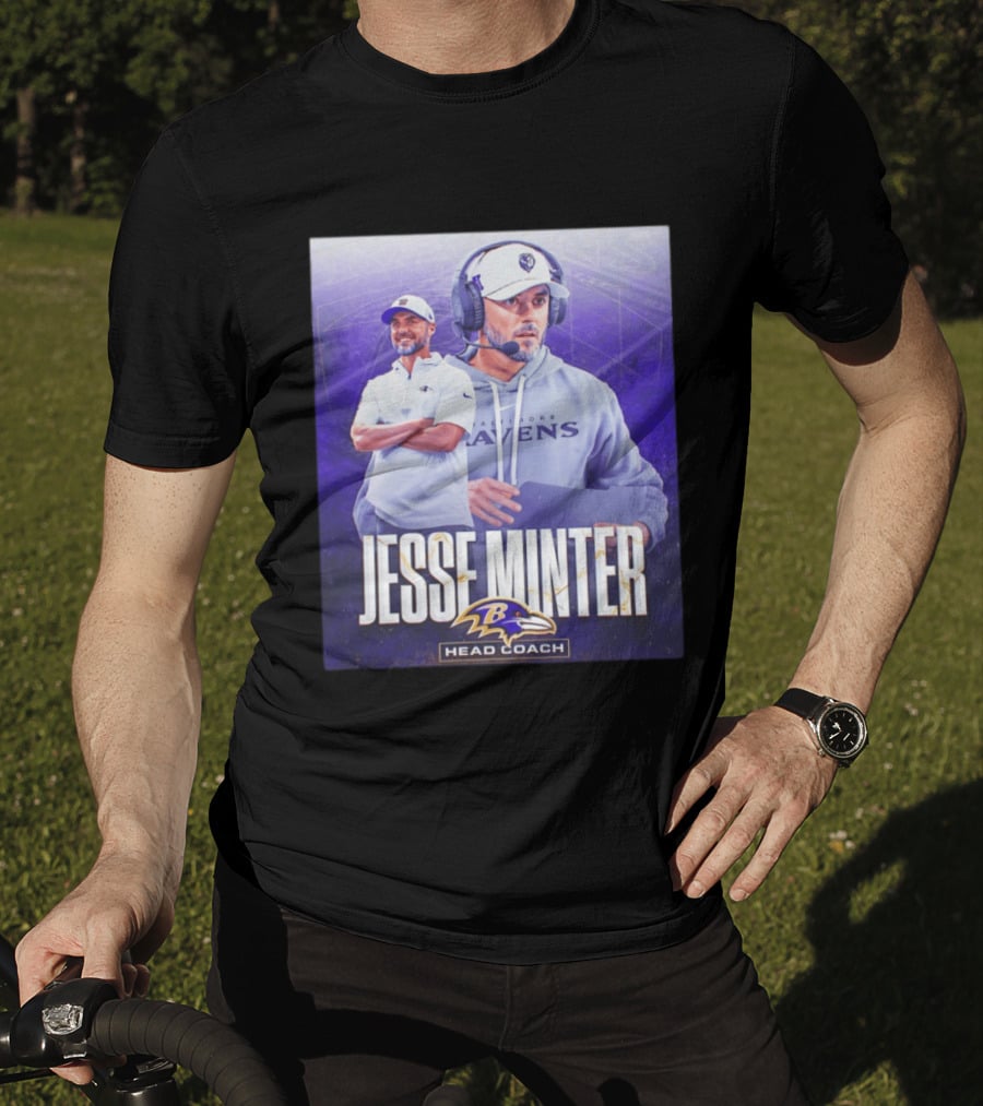 Jesse Minter Baltimore Ravens Head Coach NFL Ravens Logo Sports T-Shirt