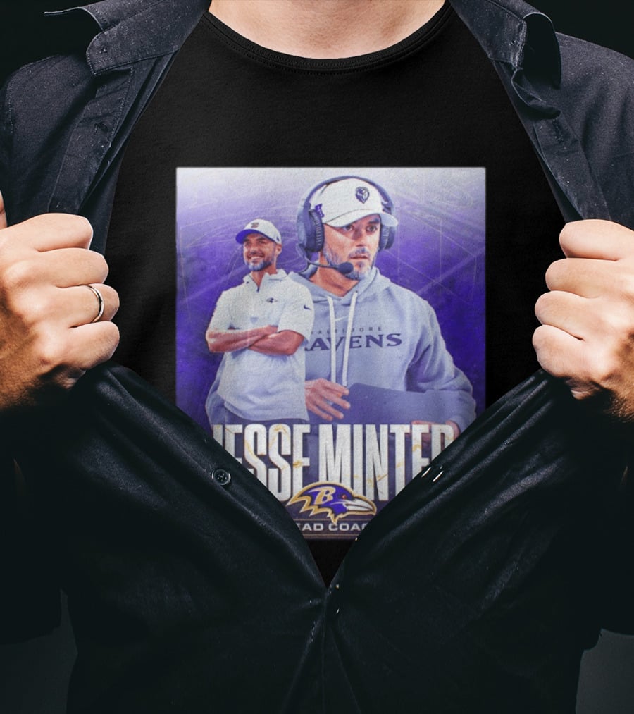 Jesse Minter Baltimore Ravens Head Coach NFL Ravens Logo Sports T-Shirt