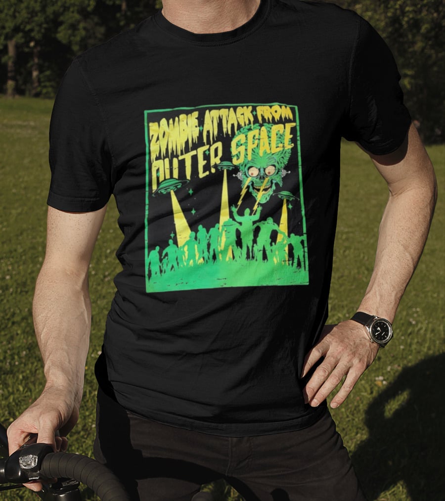 Zombie Attack From Outer Space UFO Alien Invasion T-Shirt