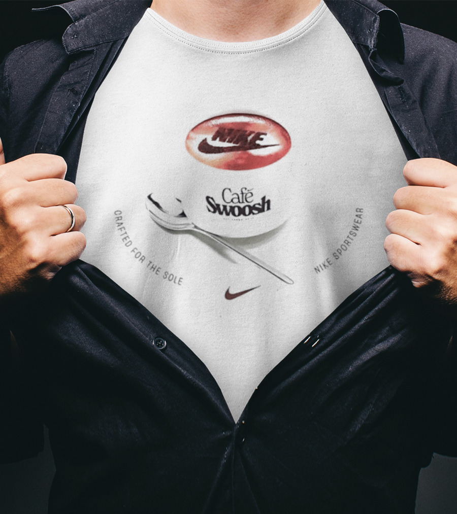Nike Cafe Swoosh Crafted For The Sole Red Black T-Shirt