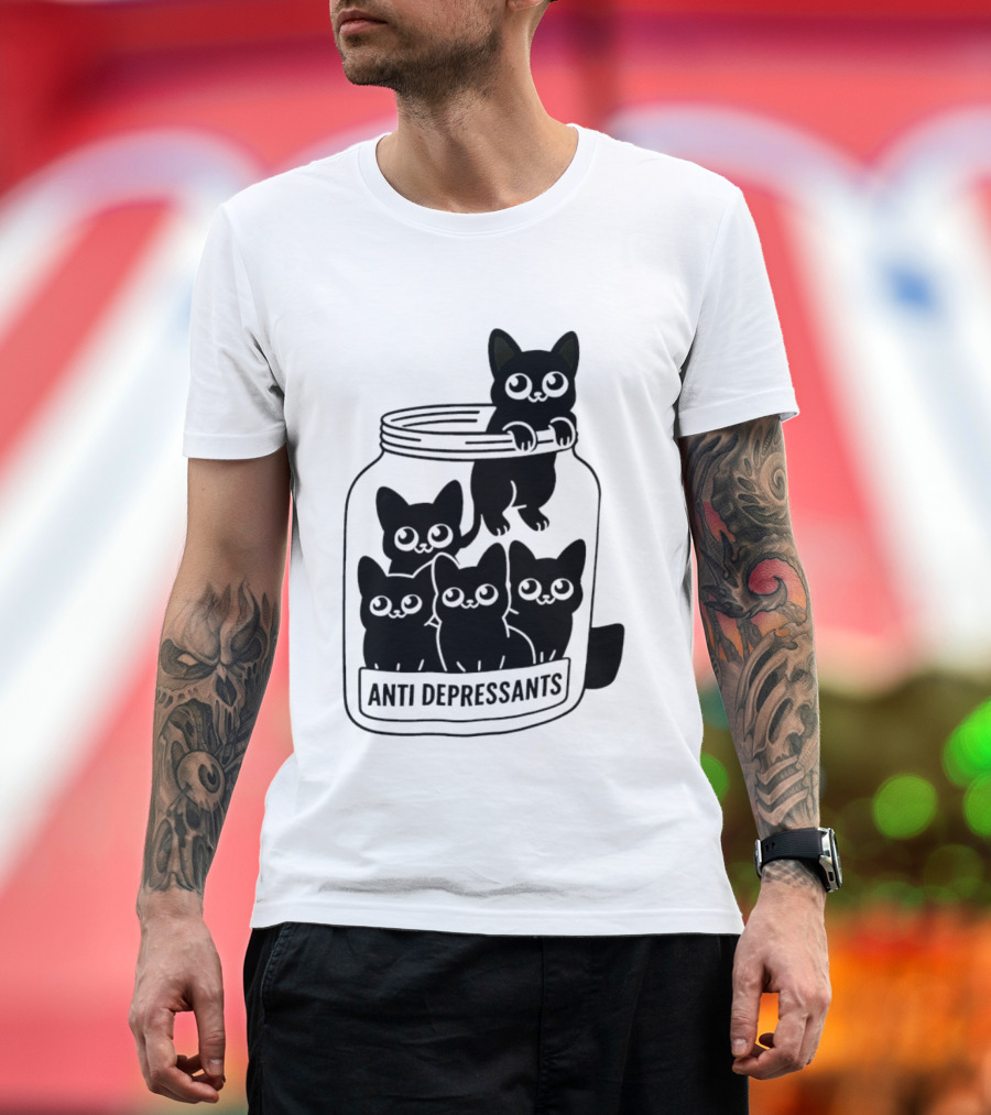 Anti Depressants Cat Jar With Cute Kittens T-Shirt