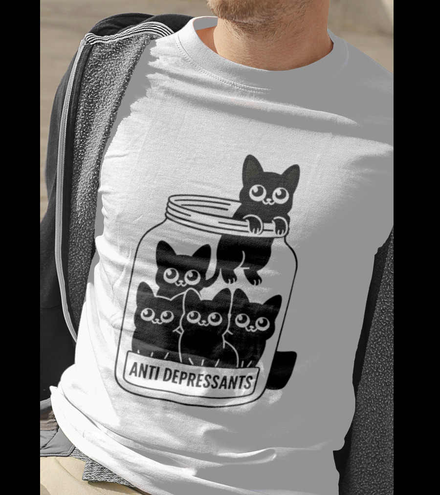 Anti Depressants Cat Jar With Cute Kittens T-Shirt