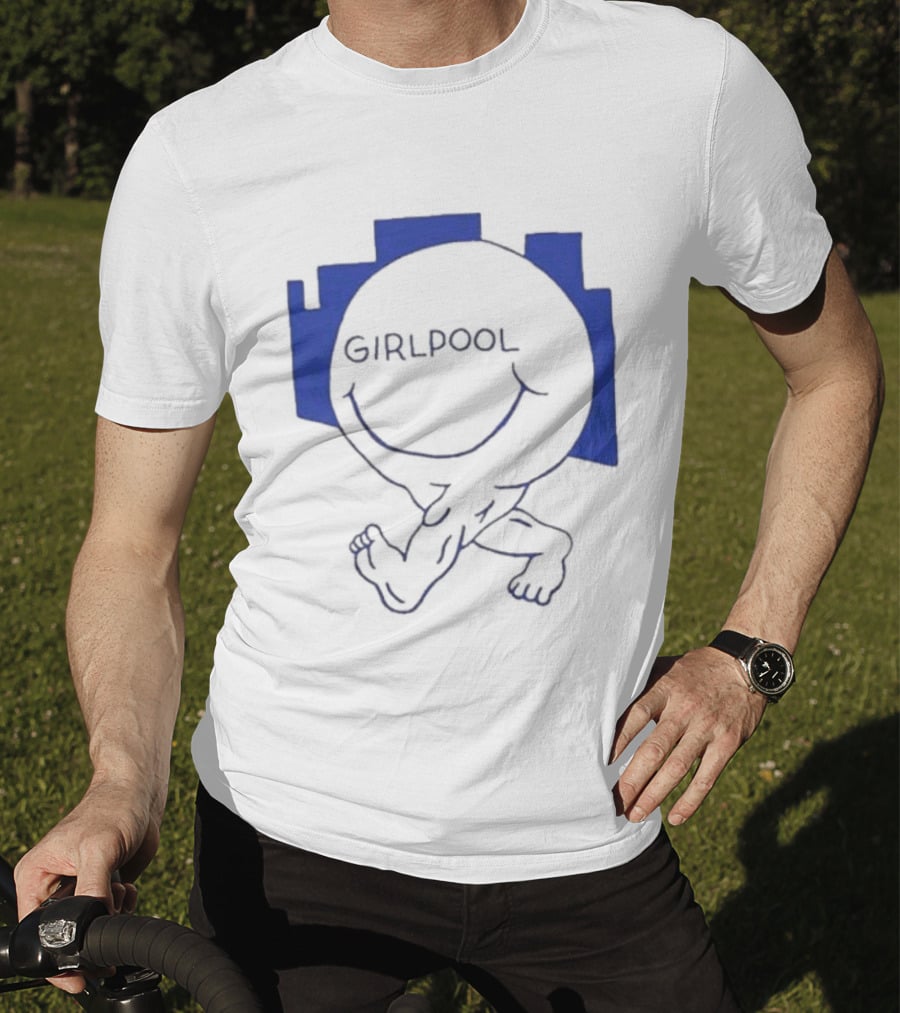 GIRLPOOL Happy Face Blue Smiling T-Shirt
