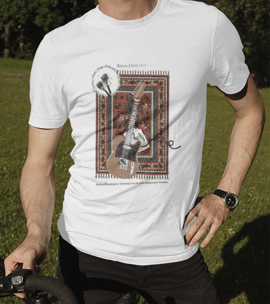 Jason Isbell And The 400 Unit Jan 22 23 Seattle WA Tour Guitar T-Shirt