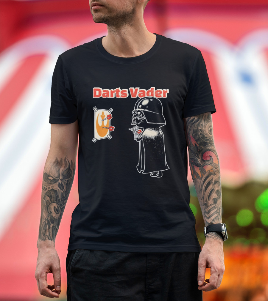 Darts Vader Playing Targets With Iconic Galactic Dartboard Opponent T-Shirt