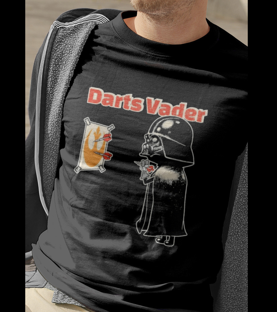 Darts Vader Playing Targets With Iconic Galactic Dartboard Opponent T-Shirt