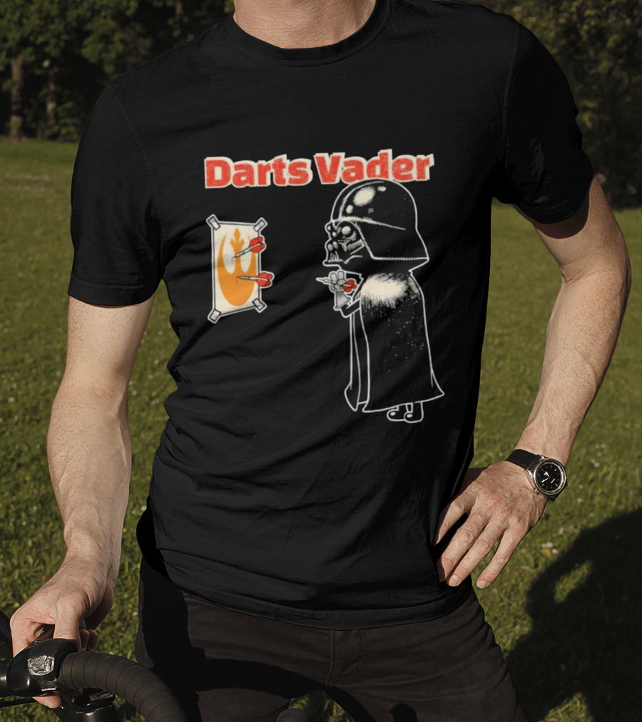 Darts Vader Playing Targets With Iconic Galactic Dartboard Opponent T-Shirt