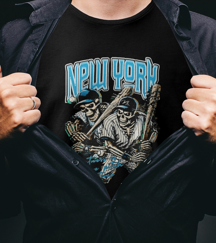 New York Skeleton Baseball Players 2026 T-Shirt