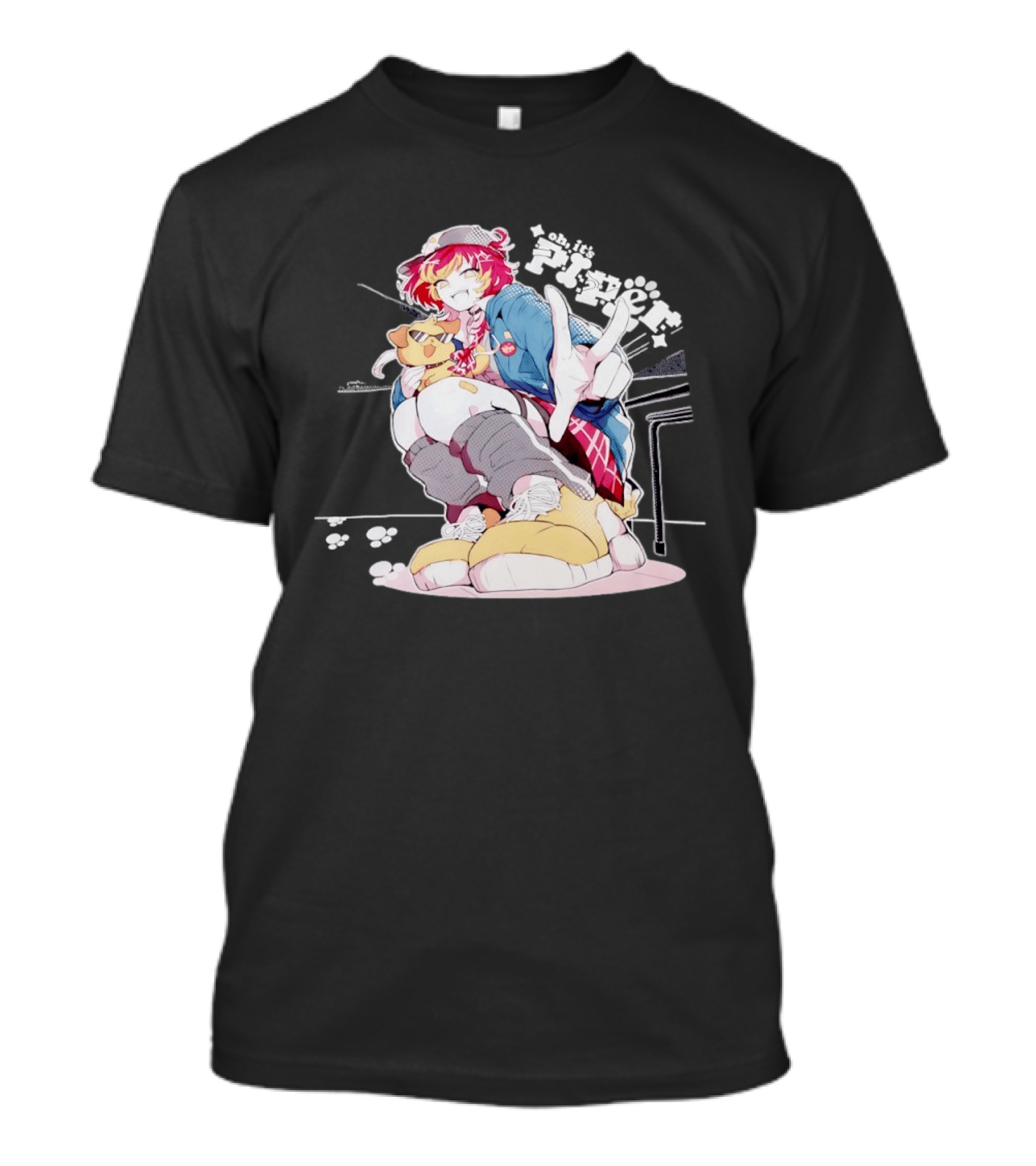 Piper Oh It's A Anime Style Character Peace Sign With Dog T-Shirt