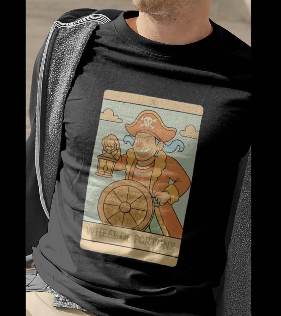 Wheel Of Fortune Tarot Card Pirate Clown Lantern Fortune Wheel T-Shirt