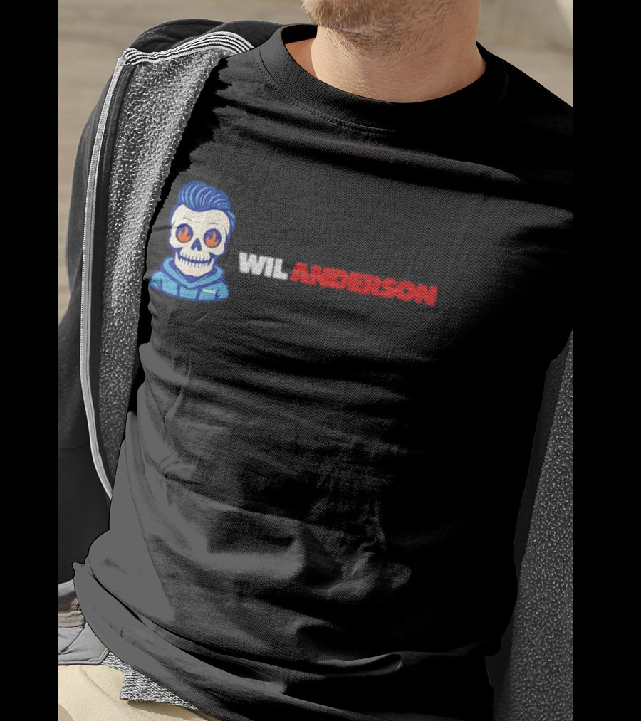 Wil Anderson Blue Haired Skeleton T-Shirt