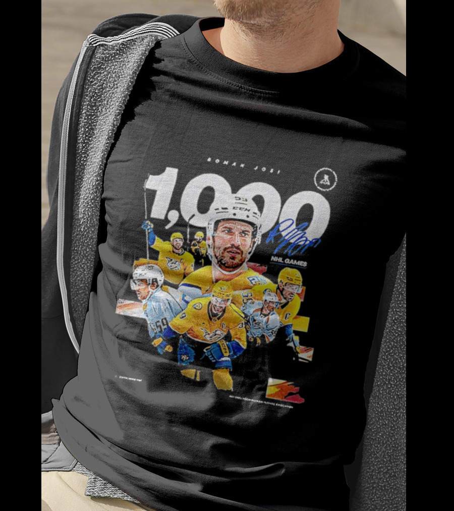 Nashville Predators Roman Josi 1000 NHL Games Celebration T-Shirt