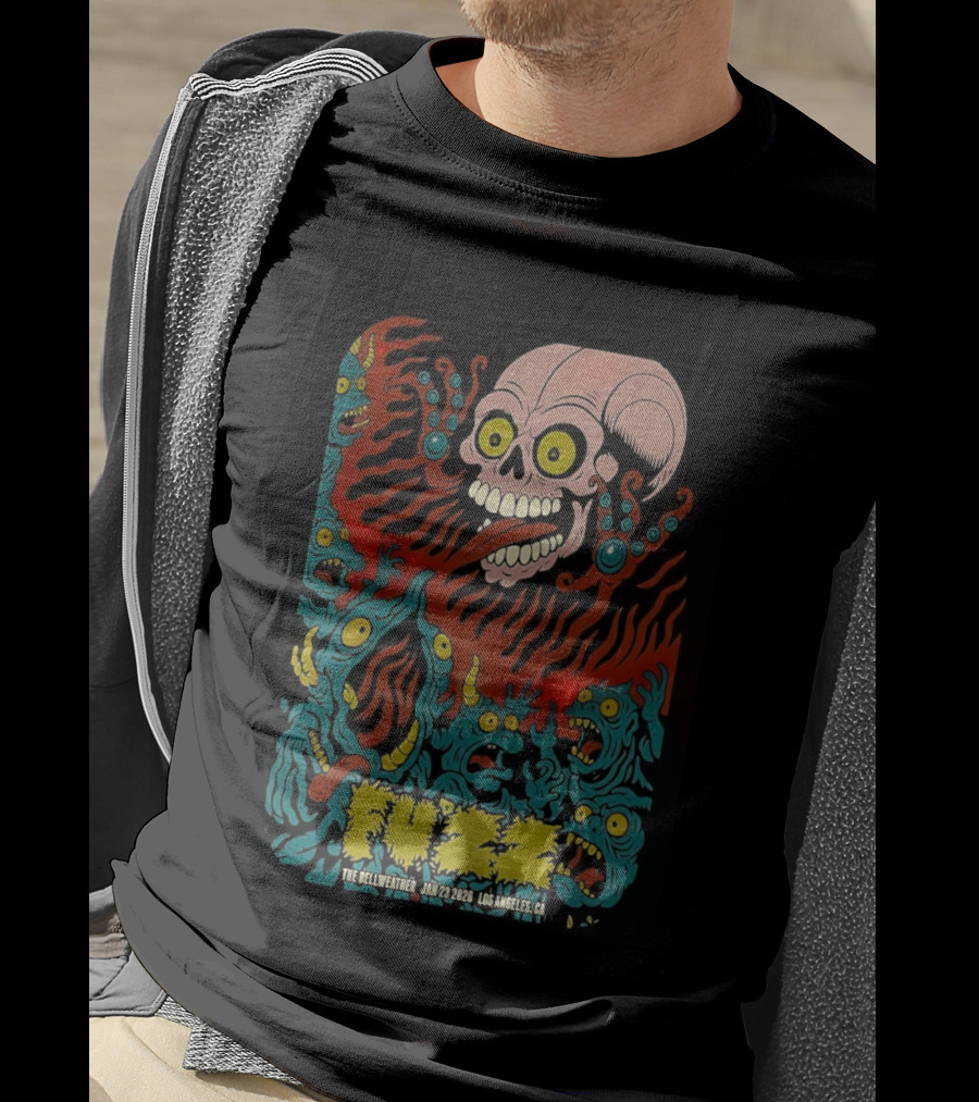 Fuzz Tour Skull Monster Art Los Angeles CA Jan 23 2026 T-Shirt