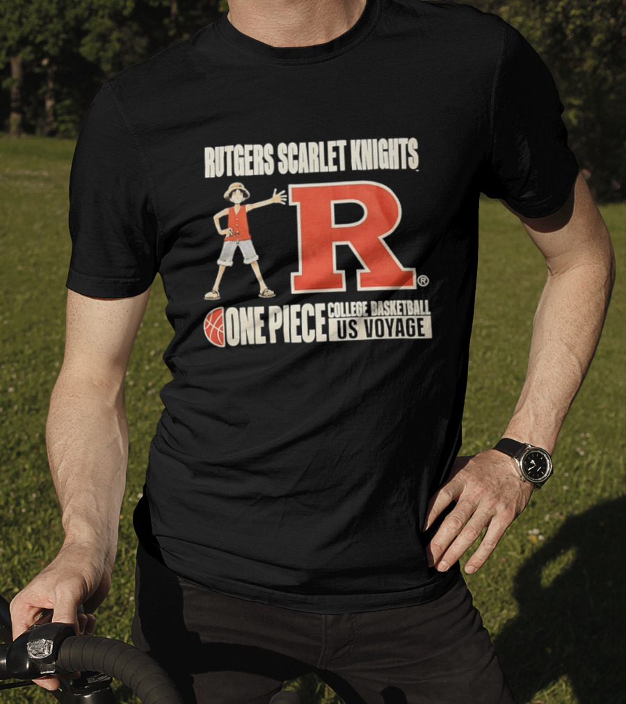 Rutgers Scarlet Knights Luffy One Piece College Basketball US Voyage T-Shirt