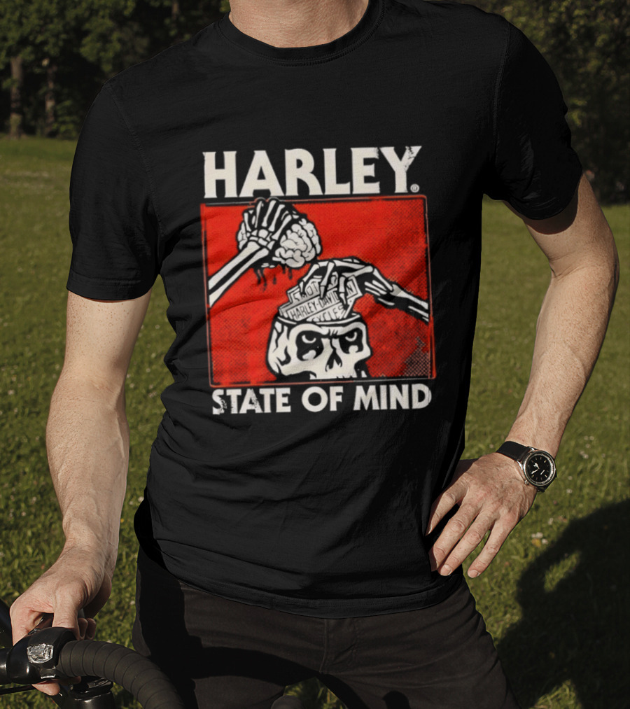 Harley Davidson State Of Mind Skull Skeleton Brain T-Shirt