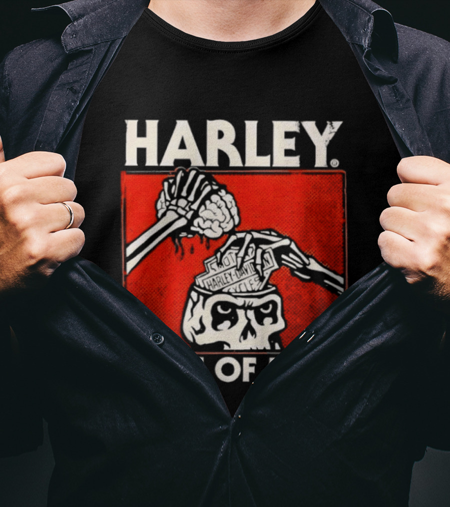 Harley Davidson State Of Mind Skull Skeleton Brain T-Shirt
