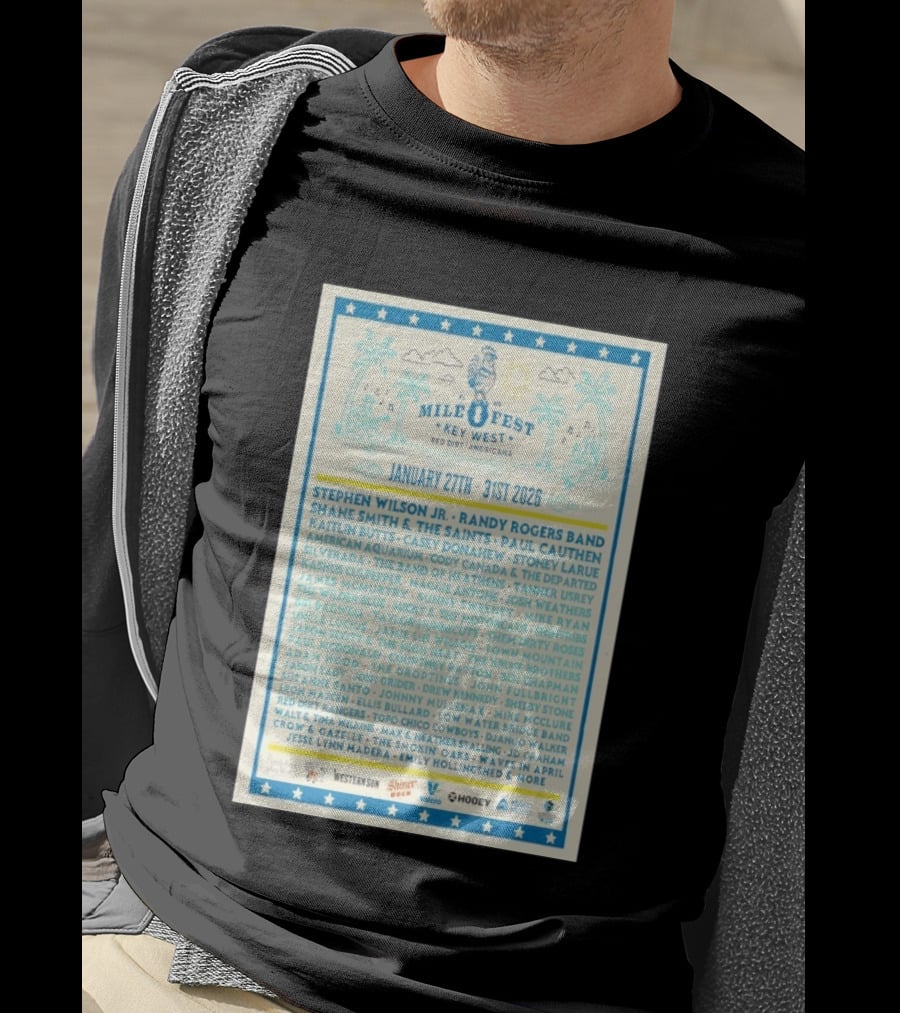 Mile 0 Fest Key West Red Dirt Americana January 27th 31st 2026 Lineup Featuring Stephen Wilson Jr Randy Rogers Band T-Shirt