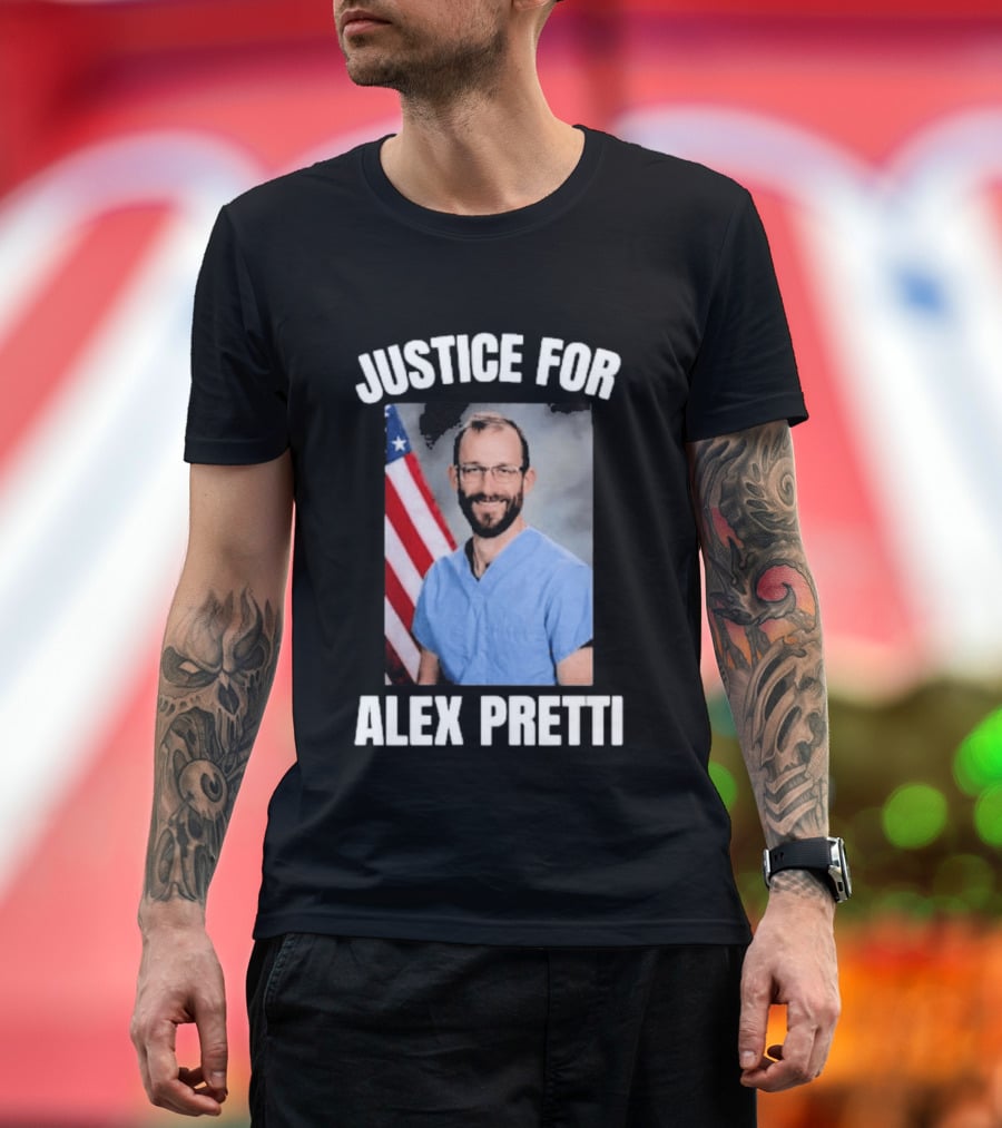 Justice For Alex Pretti American Flag Support T-Shirt