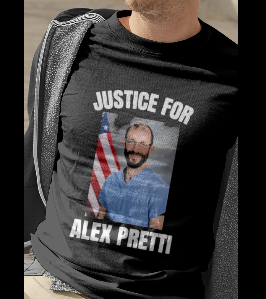 Justice For Alex Pretti American Flag Support T-Shirt