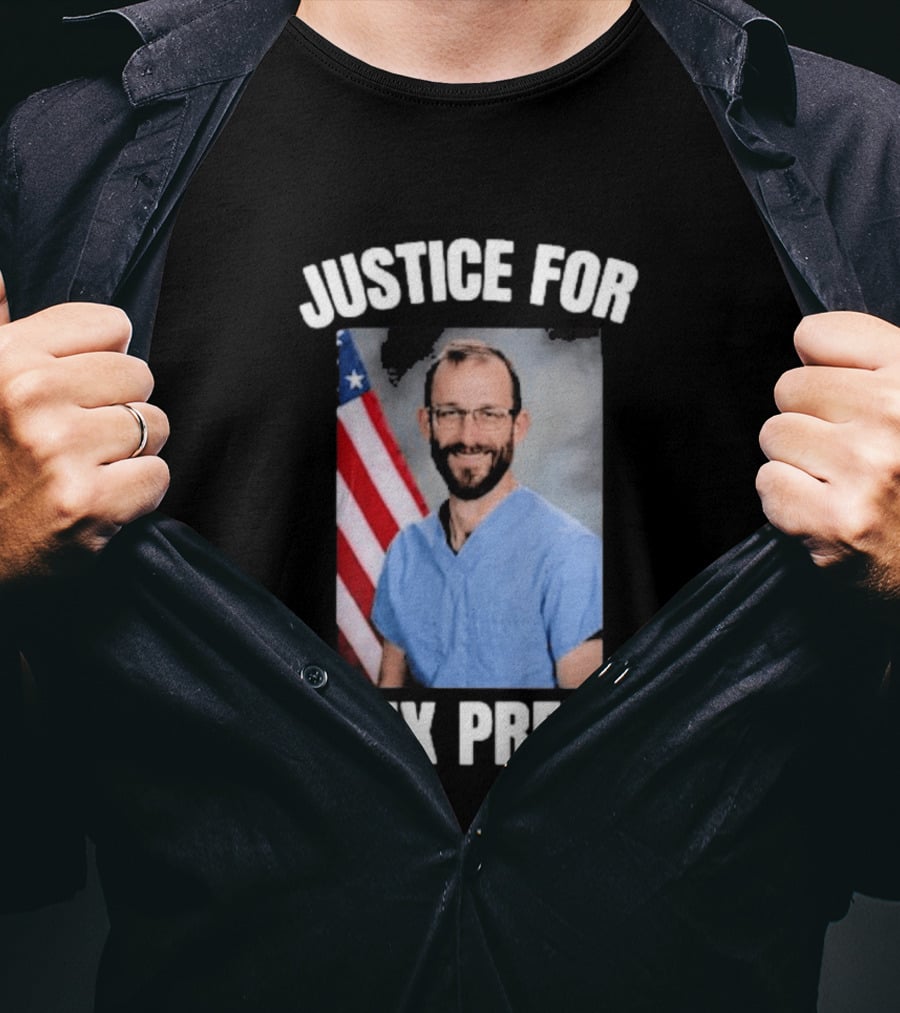 Justice For Alex Pretti American Flag Support T-Shirt