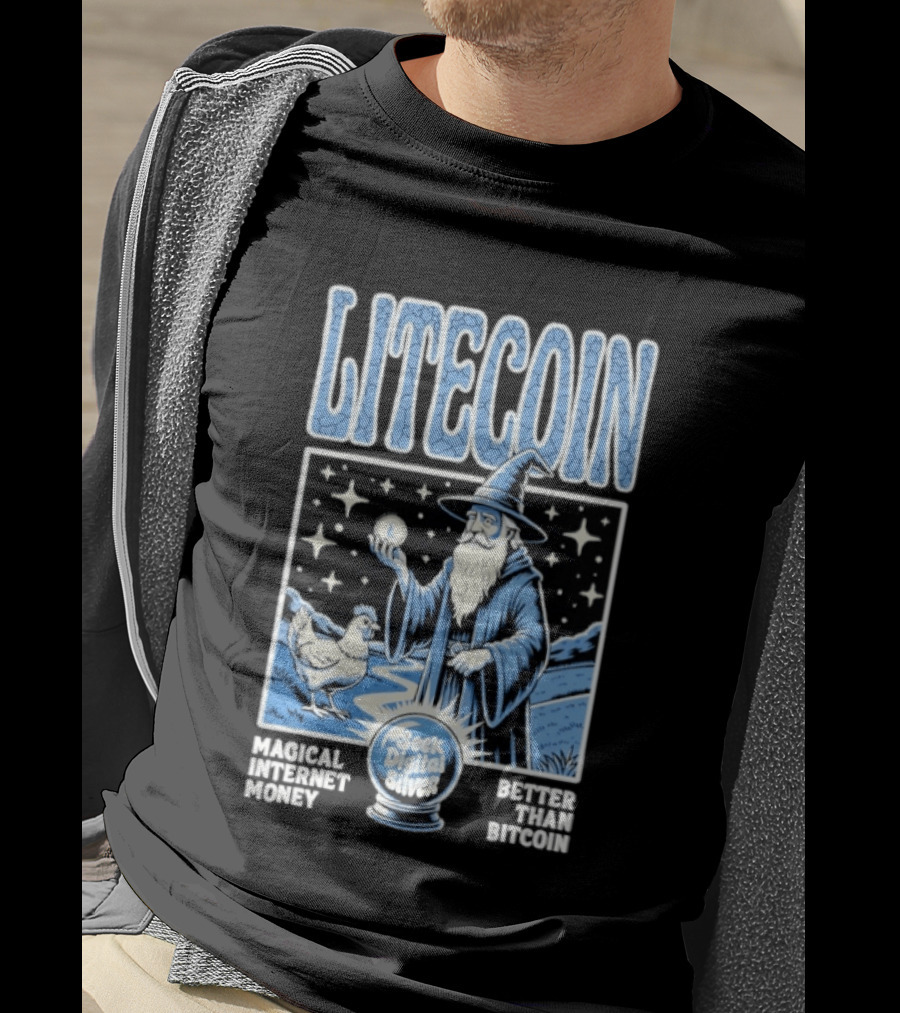 Litecoin Magical Internet Money Seek Digital Silver Wizard Artistry T-Shirt