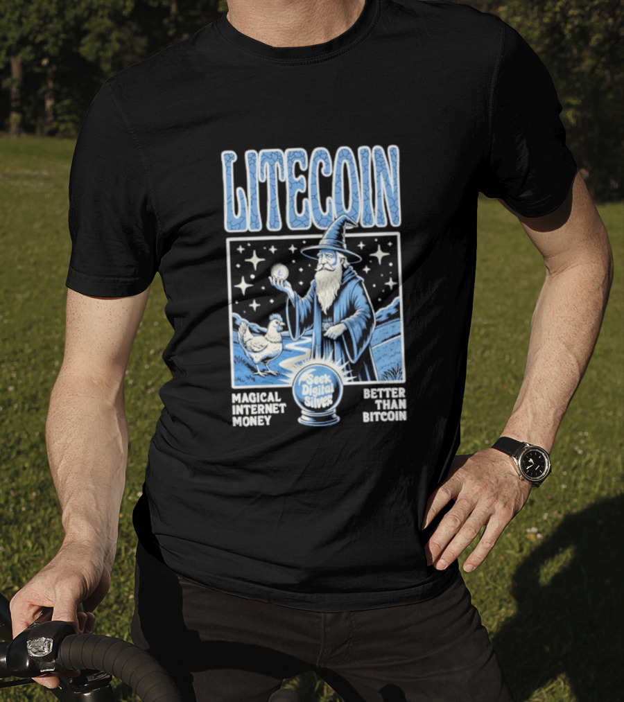 Litecoin Magical Internet Money Seek Digital Silver Wizard Artistry T-Shirt