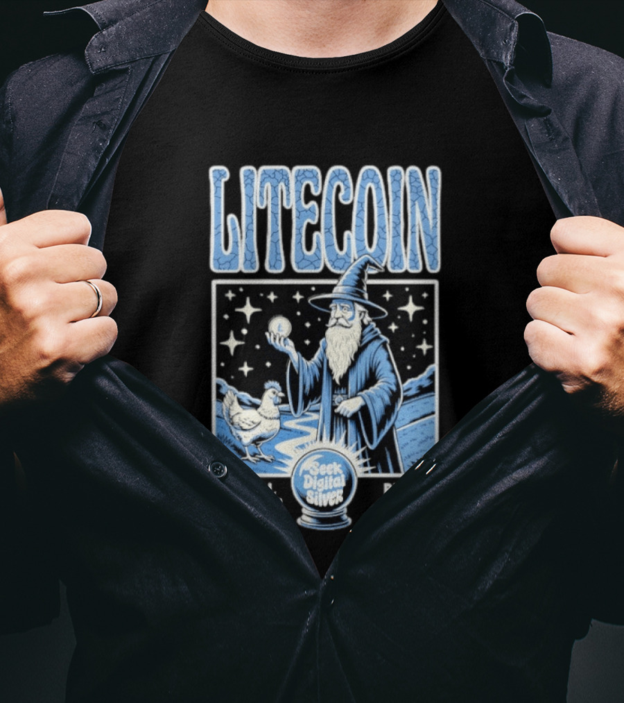 Litecoin Magical Internet Money Seek Digital Silver Wizard Artistry T-Shirt