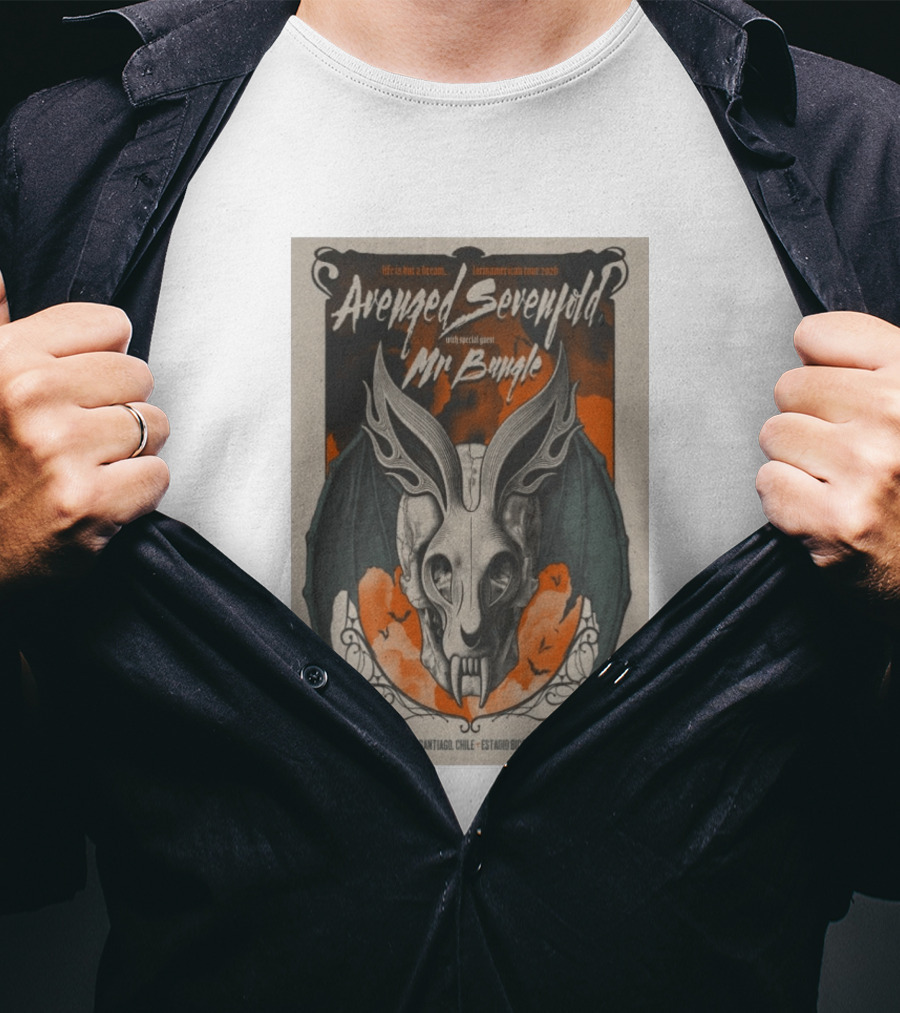 Avenged Sevenfold Life Is But A Dream Latin American Tour 2026 Santiago Chile Estadio Bicentenario 24 Enero Mr. Bungle T-Shirt