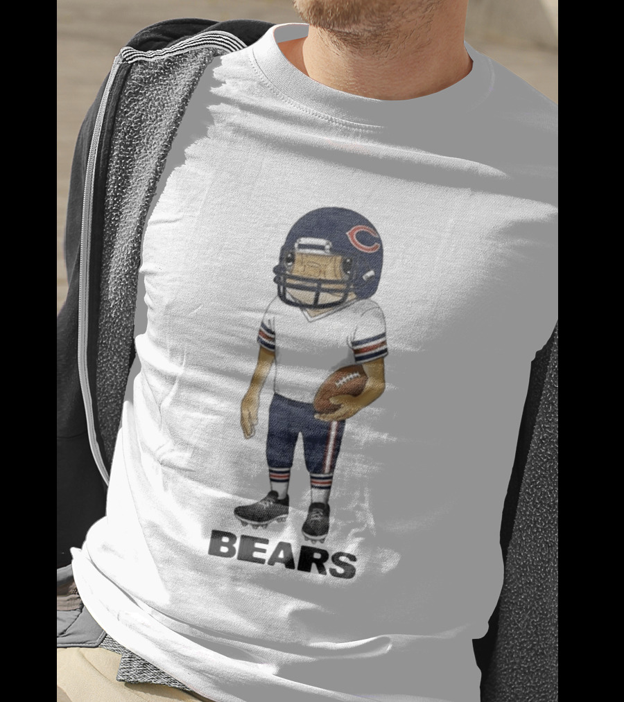 Bad Bunny Chicago Bears Concho Helmet Character With Football T-Shirt