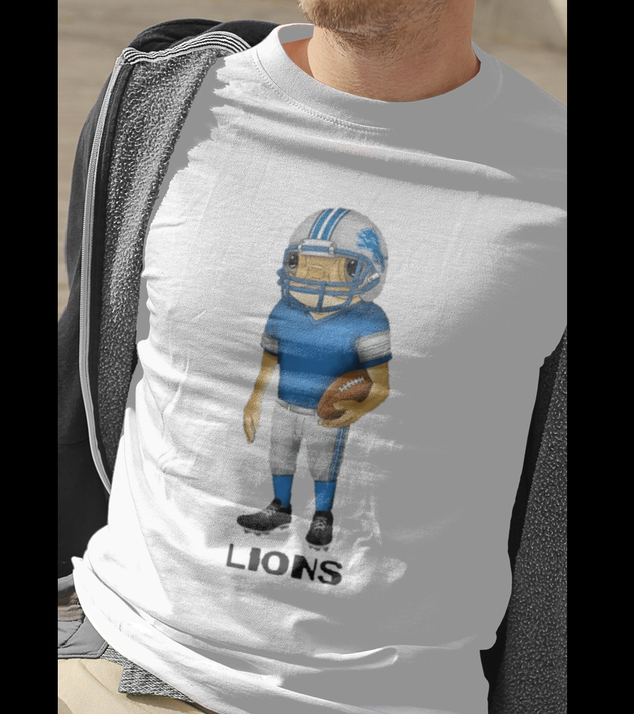 Bad Bunny Detroit Lions Football Player Concho Helmet T-Shirt