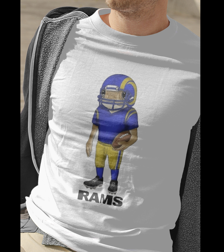 Bad Bunny Los Angeles Rams Football Character With Concho Helmet T-Shirt