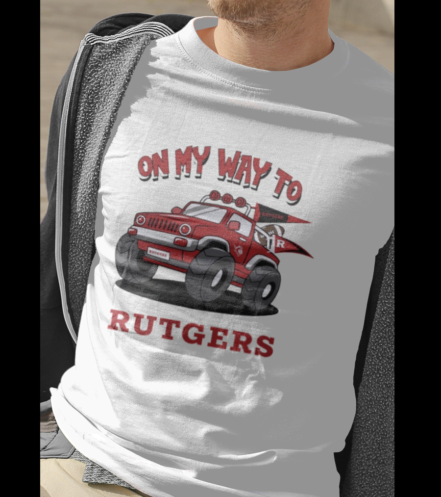 Rutgers Scarlet Knights On My Way To Rutgers Jeep Flags T-Shirt