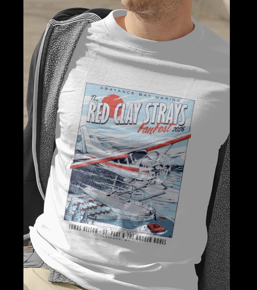 Abayance Bay Marina Red Clay Strays Fan Fest 2026 Rexford Montana Airplane Lake Scene T-Shirt
