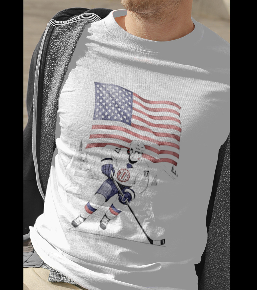 USA Hockey 10k Olympic American Flag Ski Team T-Shirt