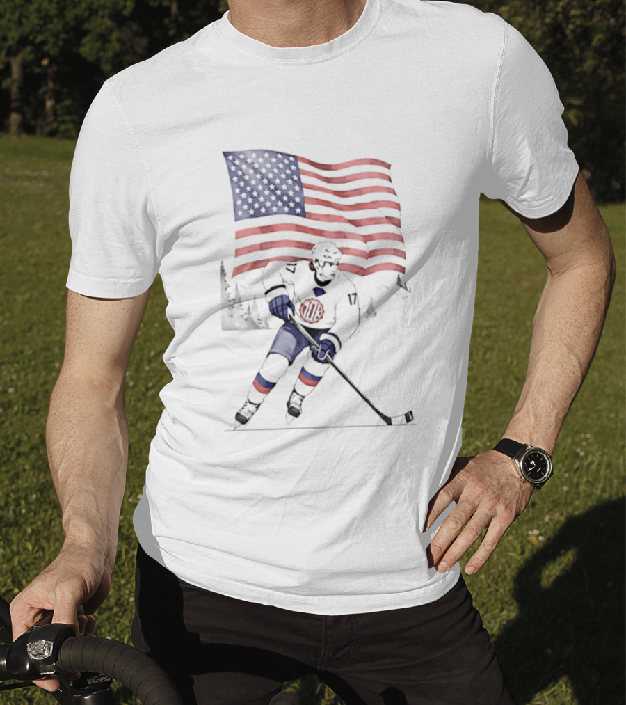 USA Hockey 10k Olympic American Flag Ski Team T-Shirt