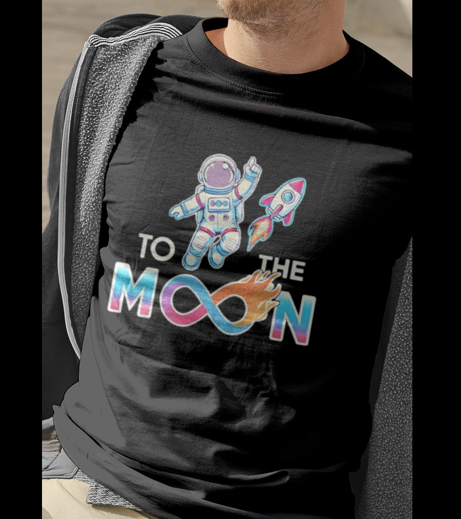 Astronaut Infinity Journey To The Moon With Rocket Flame T-Shirt
