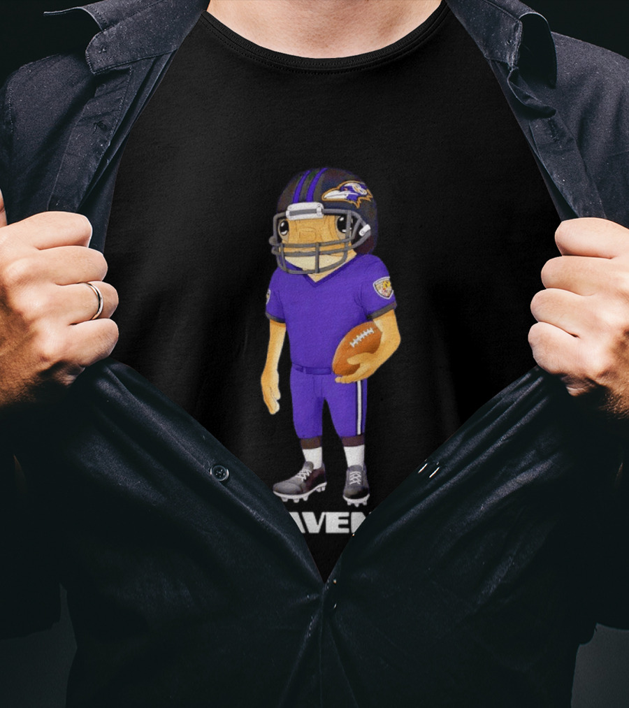 Bad Bunny X Baltimore Ravens NFL Collaboration Ravens Football Player T-Shirt