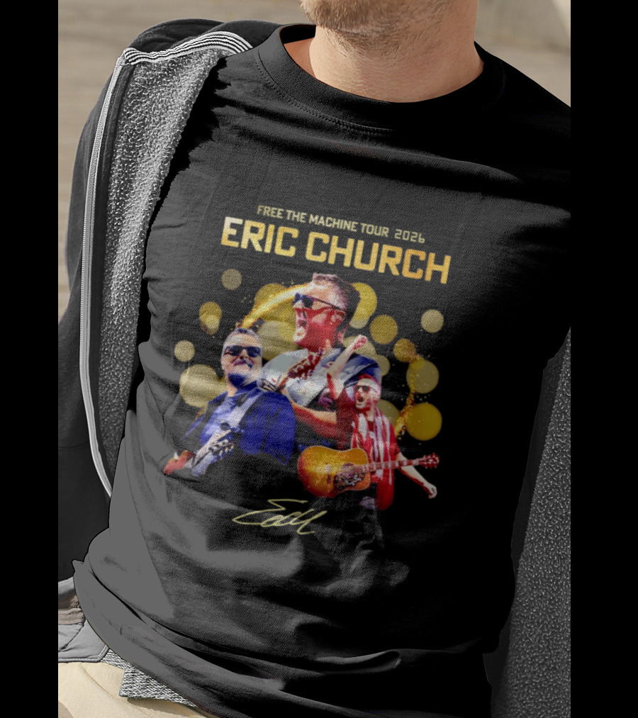 Eric Church Free The Machine Tour 2026 Live Concert Photography Explosion T-Shirt