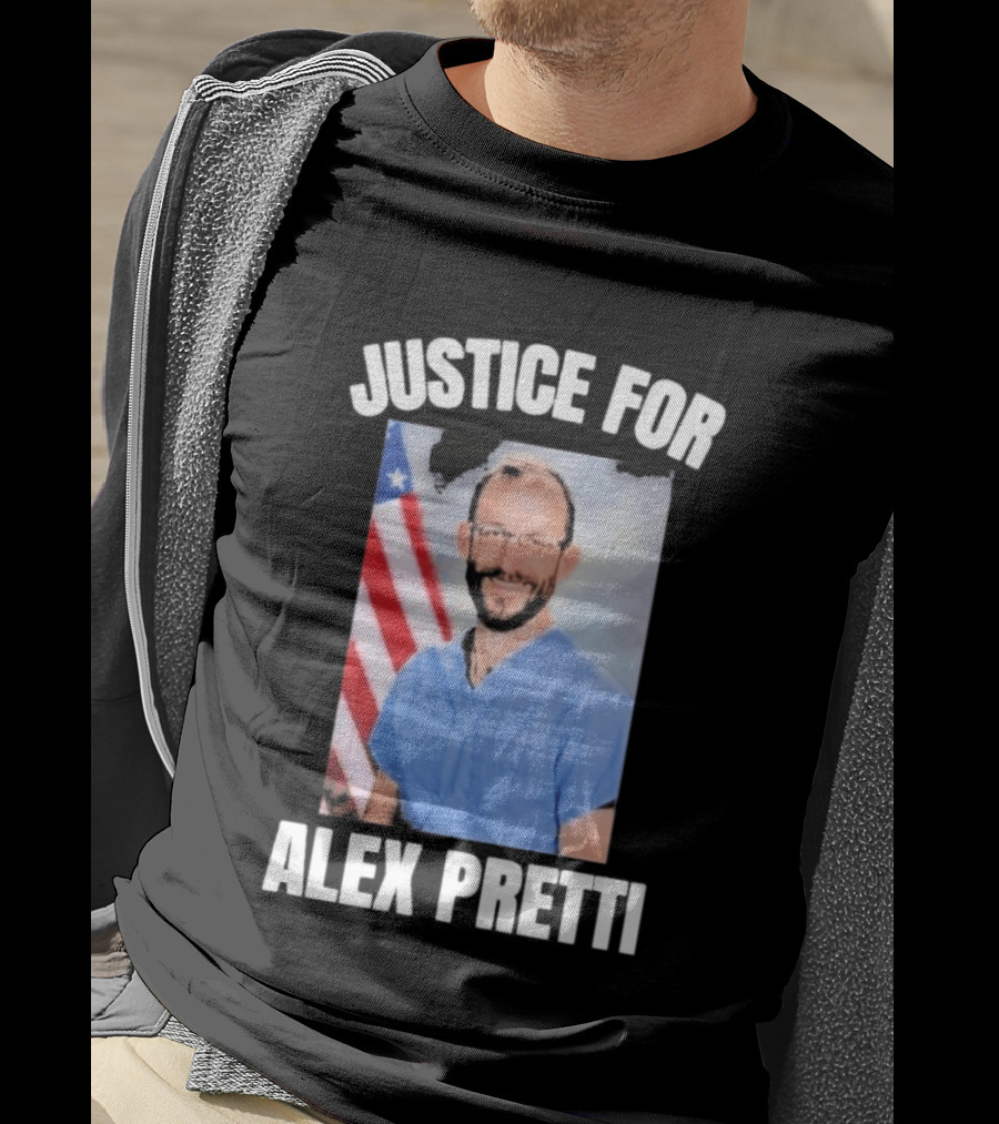 Justice For Alex Pretti American Flag Dedication T-Shirt