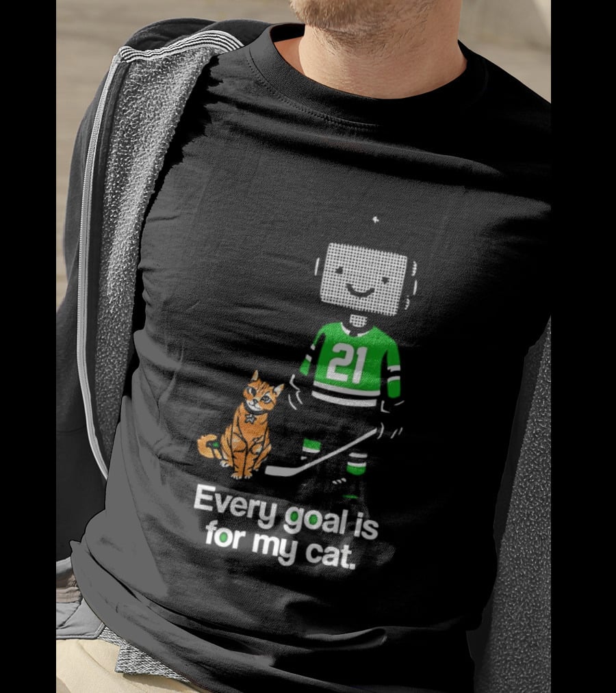 Jason Robertson 21 Dallas Stars Hockey Every Goal Is For My Cat T-Shirt