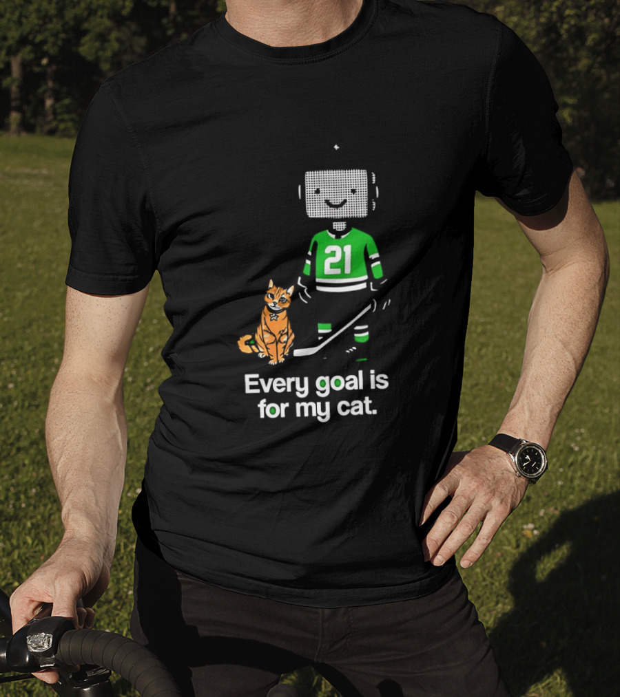 Jason Robertson 21 Dallas Stars Hockey Every Goal Is For My Cat T-Shirt