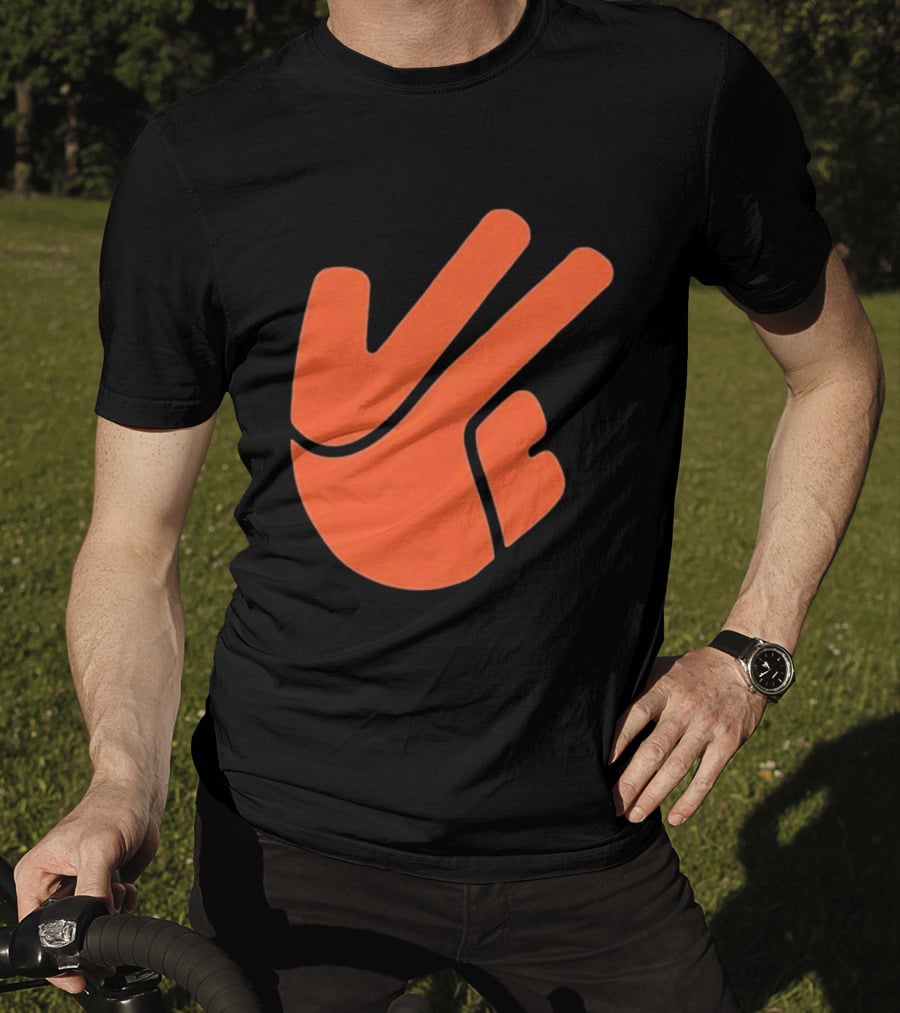 Jb11 Peace Sign Orange Hand Gesture T-Shirt