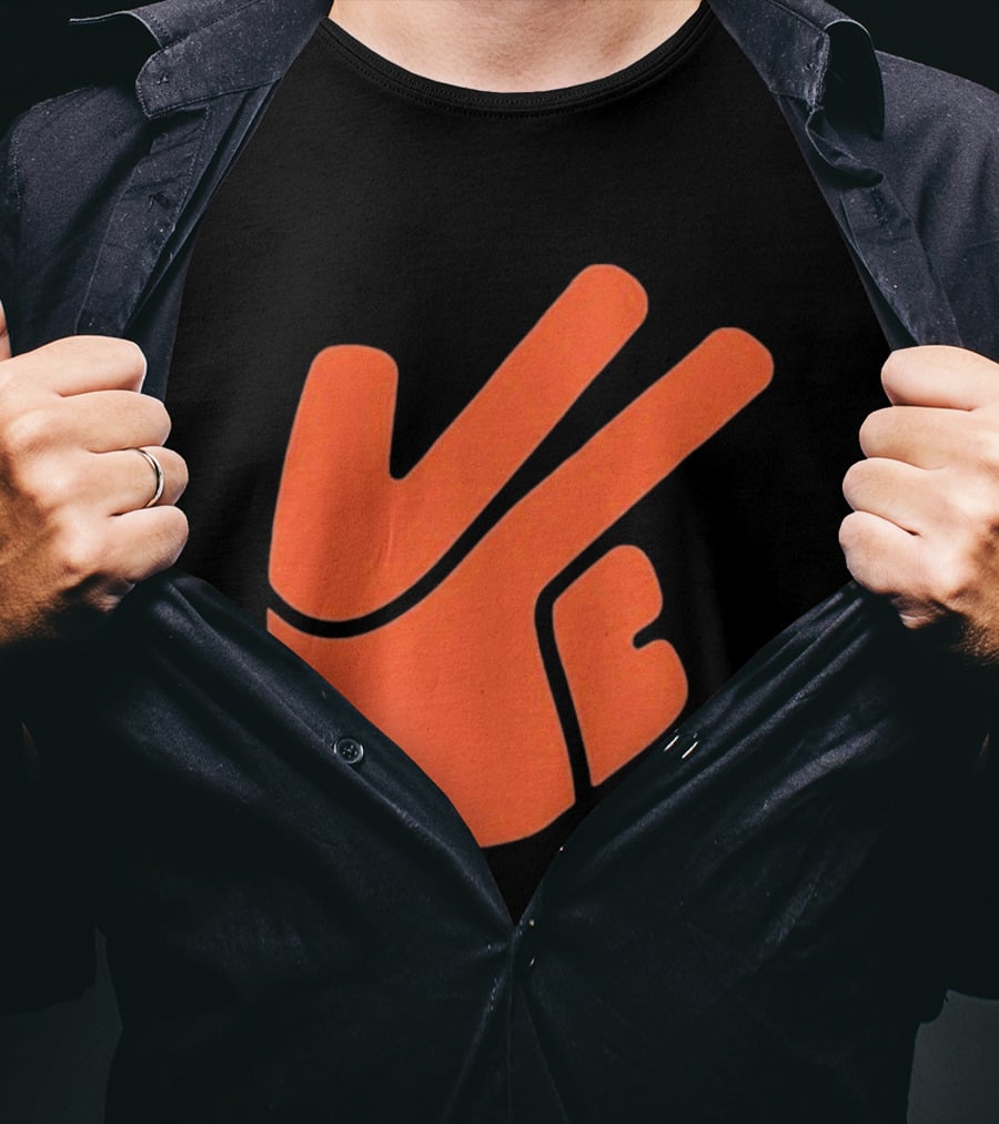 Jb11 Peace Sign Orange Hand Gesture T-Shirt