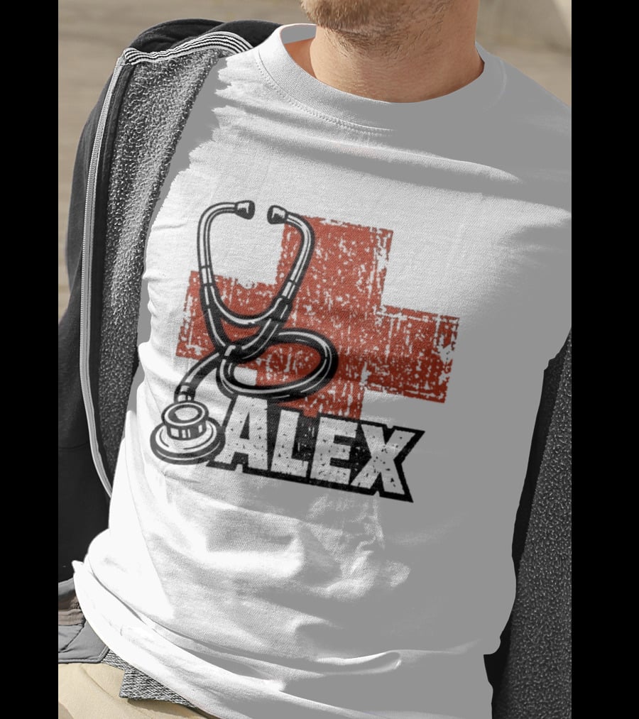 Alex Stethoscope Red Cross ICU Nurse T-Shirt